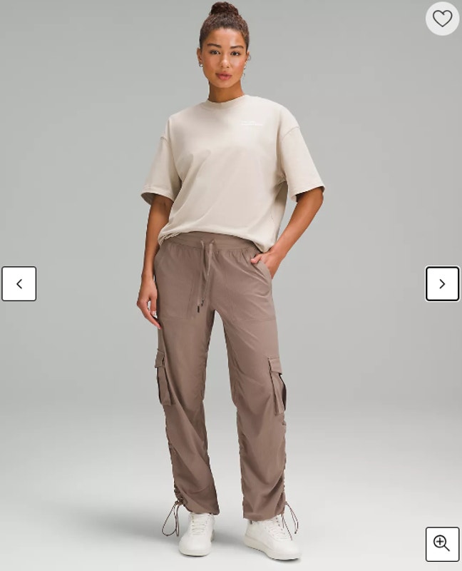 Lululemon Pants Women Small Dance Studio Relaxed Cargo Beige Athletic Gym Travel